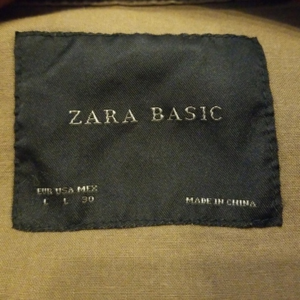 {Zara} Basic Studded Tan Army Zipper Jacket - image 4